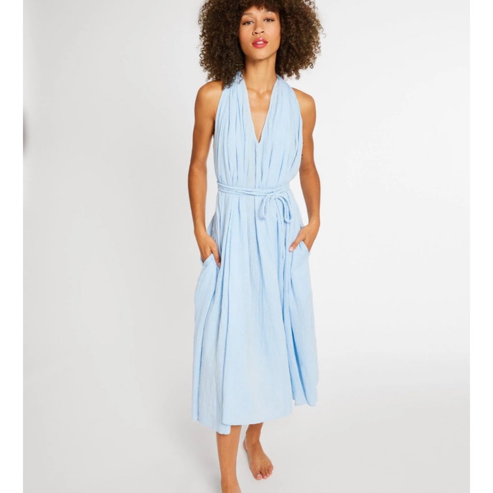 Millie Marilyn Dress in‎ Riviera Double Gauze Blue XS